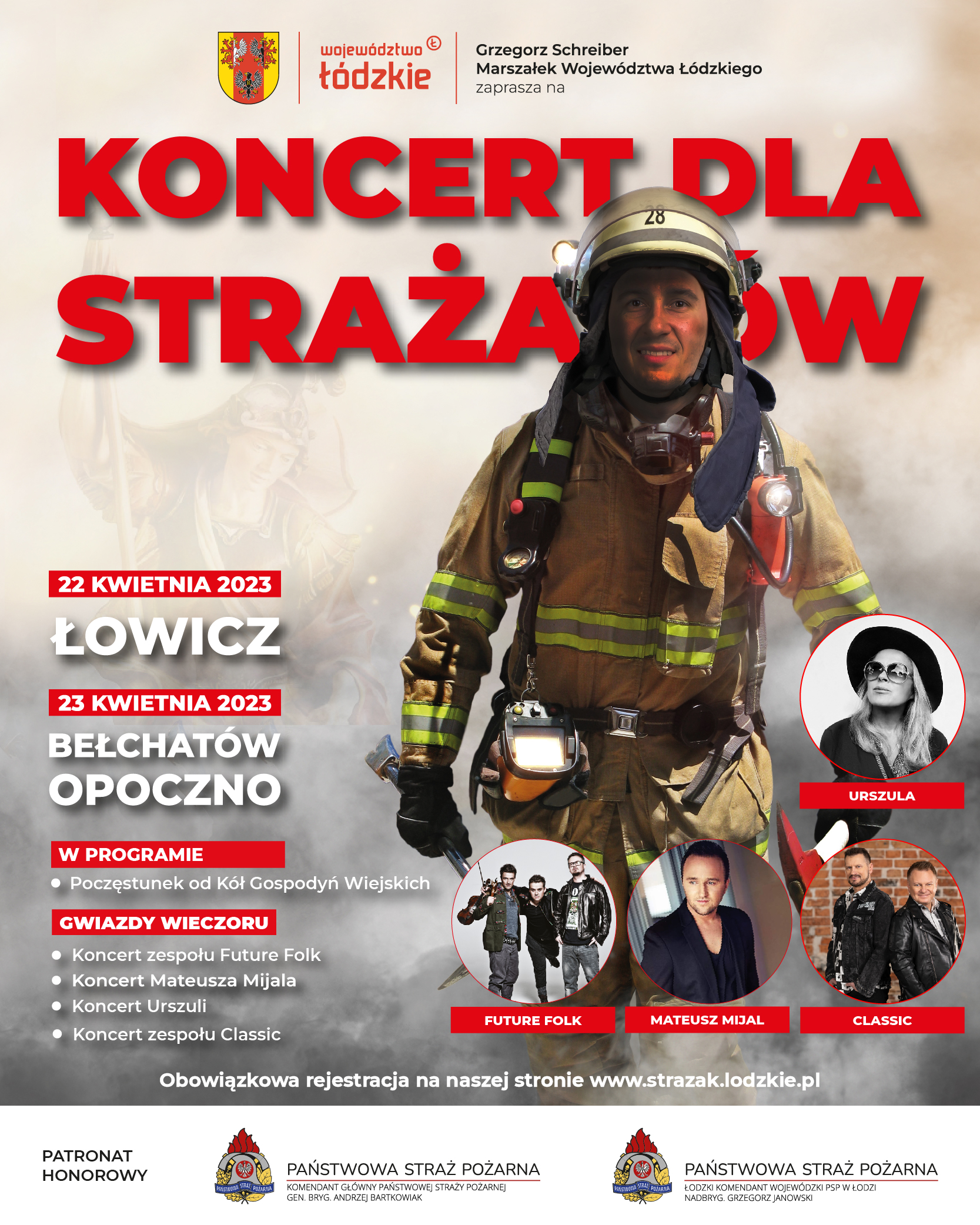 Koncert dla Strazaka 2023 Social Media FB pion Plakat Ogolny